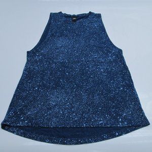 Adidas S 8-10 Sleeveless Splatter Blue Workout Athletic Top